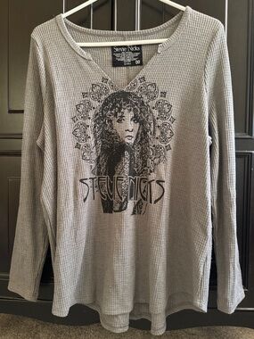 Women's Gray Stevie Nicks Thermal Long Sleeve Top